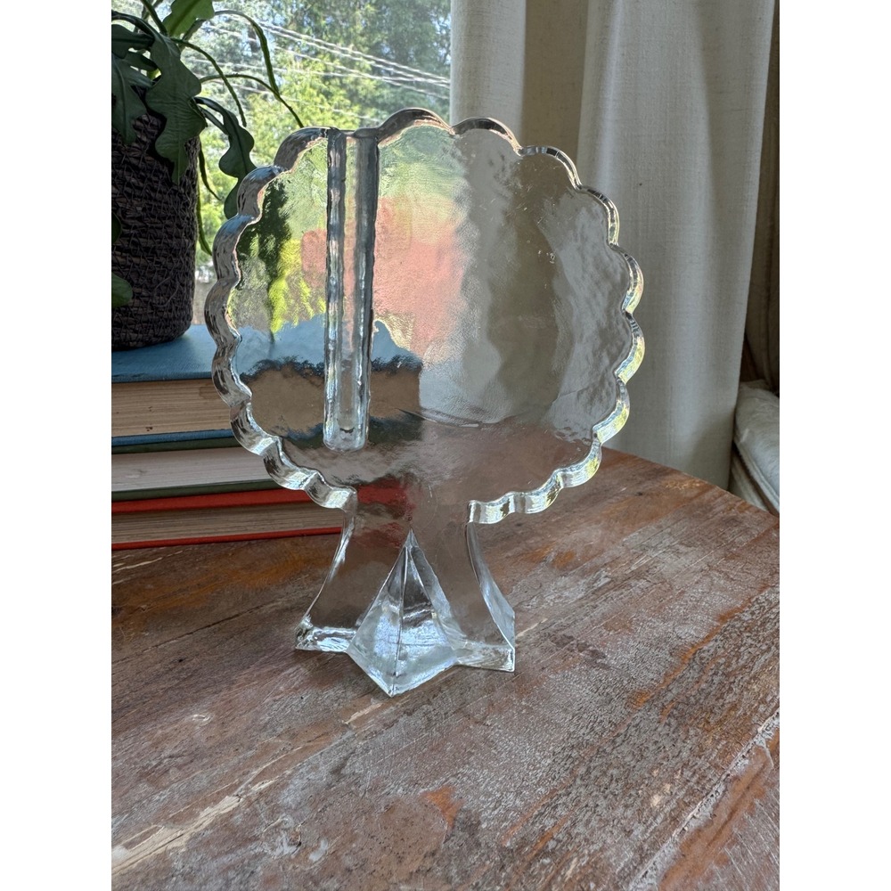 Vintage Mid-Century Clear Glass Tree-Shaped Solifleur Vase with Removable Tube